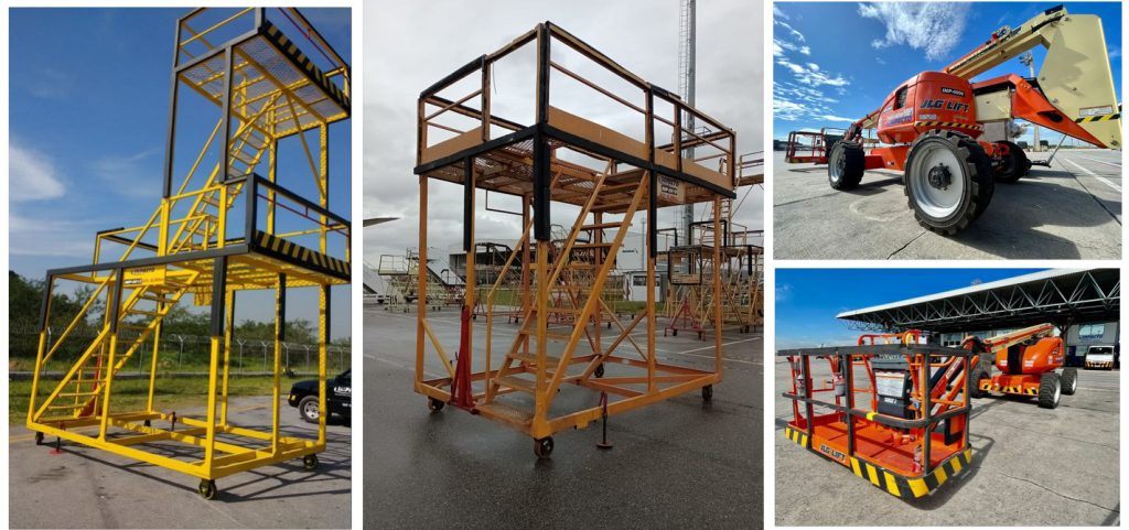 Equipos de apoyo en tierra de Impacto Aviation: plataformas de acceso y plataformas elevadoras